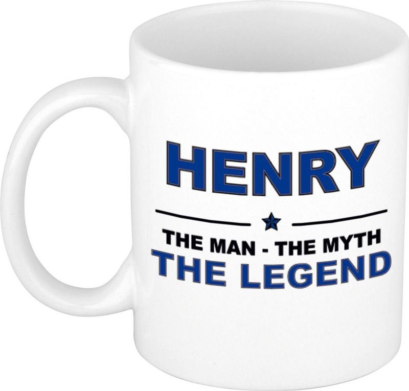 Naam cadeau mok/ beker Henry The man, The myth the legend 300 ml