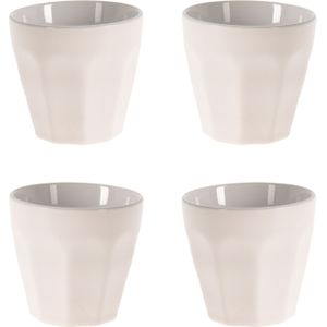 Excellent Houseware espresso/koffie kopjes - 4x - wit - porselein - 90 ml