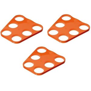 3x Oranje plastic bier tray voor 6 glazen