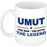 Naam cadeau mok/ beker Umut The man, The myth the legend 300 ml