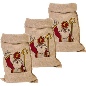 Pakket van 5x stuks jute Sinterklaas cadeau zakken groot 50 x 80 cm