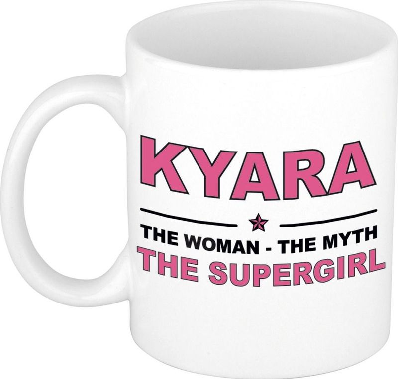 Naam cadeau mok/ beker Kyara The woman, The myth the supergirl 300 ml