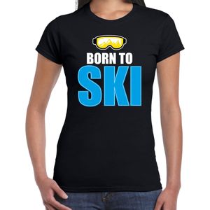 Apres-ski t-shirt wintersport Born to ski zwart voor dames