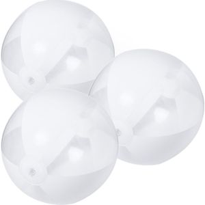 10x stuks opblaasbare strandballen plastic wit 28 cm