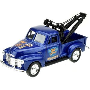 Modelauto Chevrolet Oldtimer 1953 Stepside Tow Truck Blauw 1:34