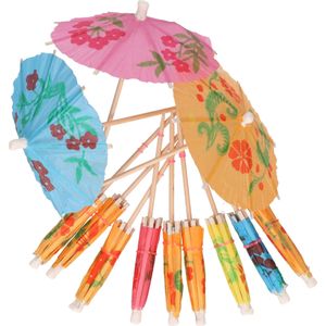 120x stuks Hawaii gekleurde ijs parasols cocktailprikkers