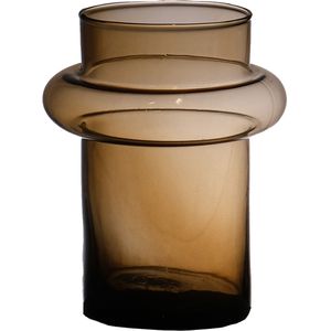 Hakbijl Glass Bloemenvaas Luna - transparant amber - eco glas - D15 x H20 cm - cilinder vaas