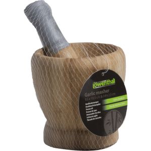 Bamboe houten vijzel met stamper D10 x H11 cm