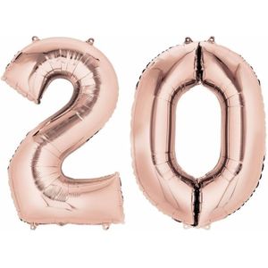 20 jaar leeftijd helium/folie ballonnen rose goud feestversiering
