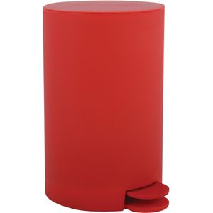 MSV kleine pedaalemmer - kunststof - rood - 3L - 15 x 27 cm - Badkamer/toilet