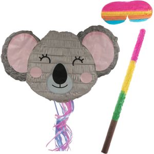 Funny Fashion Verjaardag Pinata Koala - 42 x 25 cm - papier - set met stok en masker