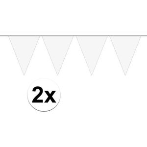 2x  Mini vlaggetjeslijn slingers verjaardag wit