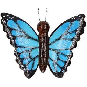 Houten magneet in de vorm van een blauwe vlinder
