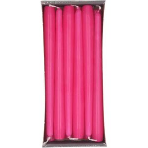36x Lange kaarsen fuchia roze 25 cm 8 branduren dinerkaarsen/tafelkaarsen