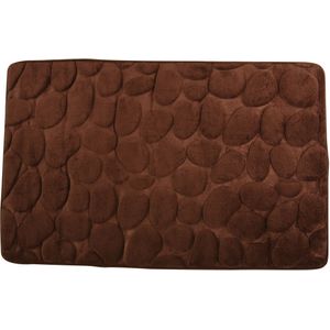 MSV Badkamerkleedje/badmat tapijt - kiezel motief - vloermat - bruin - 50 x 80 cm - laagpolig