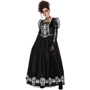 Zwarte day of the dead halloween jurk voor dames