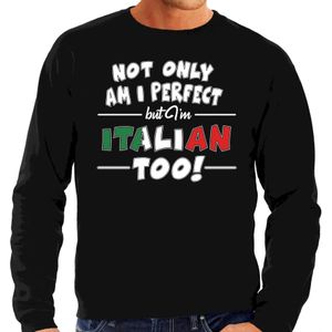 Not only perfect but Italian / Italiaans too fun cadeau trui zwart voor heren