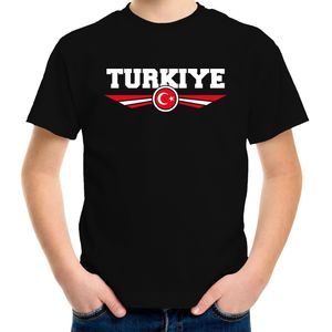 Turkije / Turkiye landen shirt met Turkse vlag zwart voor kids