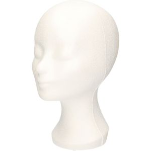 Faram Party Paspop display hoofd/mannequin - 30 cm - wit - voor hoeden/pruiken/accessoires