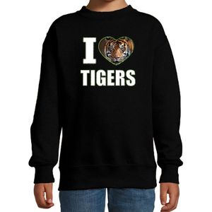 I love tigers foto sweater zwart voor kinderen - cadeau trui tijgers liefhebber