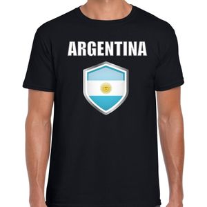Argentinie fun/ supporter t-shirt heren met Argentijnse vlag in vlaggenschild