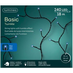 LED twinkle buitenverlichting blauw met timer 21 meter