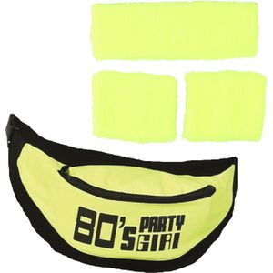 Foute 80s/90s party verkleed accessoire set - neon geel - jaren 80/90 thema feestje