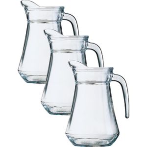 3x stuks glazen schenkkan/karaf 1 liter