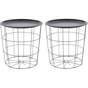 2x stuks bijzettafels rond metaal zwart D40 x H40 cm - Home Deco meubels en tafels