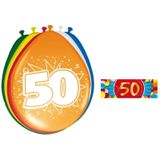 Feest ballonnen met 50 jaar print 16x + sticker