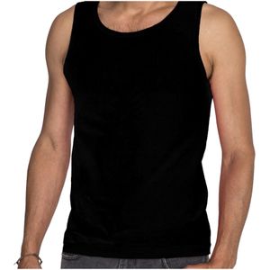 Set van 2x stuks tanktop / mouwloos t-shirt / singlet zwart voor heren Fruit of The Loom, maat: M