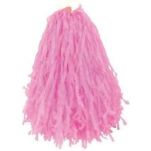 1x Stuks cheerball/pompom roze met ringgreep 28 cm