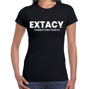 Extacy connecting people drugs fun shirt zwart voor dames drugs thema