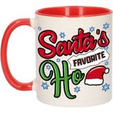 2x stuks kerst cadeau bekers / mokken Santa his favorite Ho 300 ml