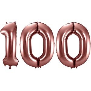 Leeftijd feestartikelen/versiering grote folie ballonnen 100 jaar brons 86 cm