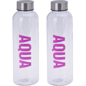 2x stuks bidon drinkfles/waterfles roze 500 ml met schroefdop