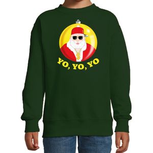 Bellatio Decorations kersttrui/sweater voor kinderen - Kerstman - groen - Yo Yo Yo