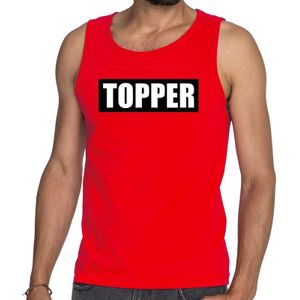 Toppers in concert Rode tanktop / mouwloos shirt heren met tekst Topper in zwarte balk
