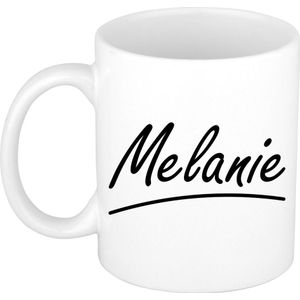 Melanie voornaam kado beker / mok sierlijke letters - gepersonaliseerde mok met naam
