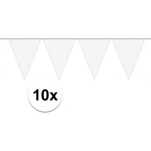 10x Carnaval vlaggenlijn wit 10 meter
