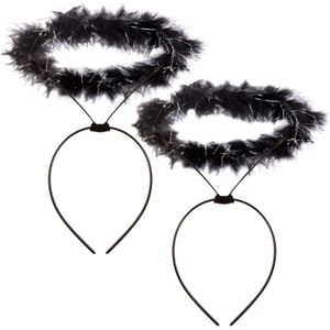 Engel halo - 2x - diadeem/tiara/haarband - zwart - Halloween/horror thema accessoires