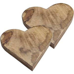 Set van 2x stuks houten serveerplank/dienbladen hartvorm 26 cm