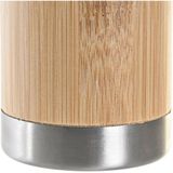 Badkamer tandenborstelhouder / drinkbeker - 2x - hout/zilver - 7 x 11 cm