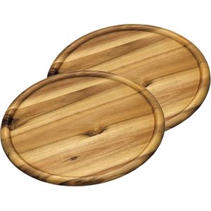 2x stuks houten serveerborden/pizzaborden rond 32 cm - Pizzaborden/serveerborden van hout