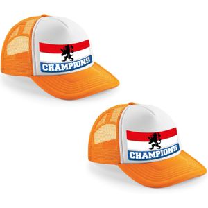 2x stuks champions Hollandse vlag supporter snapback cap/ truckers petje Koningsdag en EK / WK fans