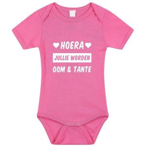 Hoera jullie worden oom en tante kraamcadeau rompertje roze meisjes