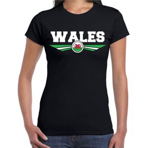 Wales landen met vlag in de kleuren van Wales shirt zwart voor dames