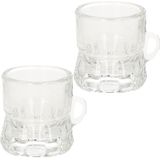 Set van 20x stuks shotglas bierpul met handvat 4cm