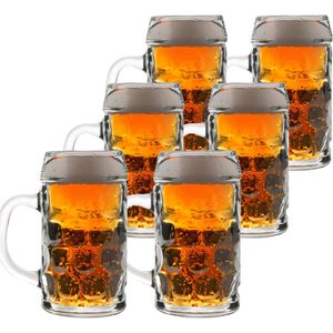 6x stuks Bierpullen/Bierglazen van een halve liter