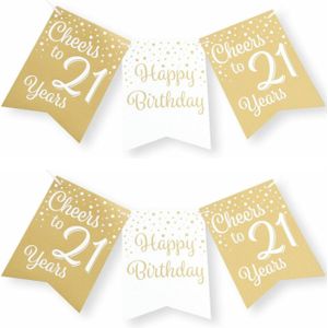 Paperdreams Verjaardag Vlaggenlijn 21 jaar - 2x - Gerecycled karton - wit/goud - 600 cm